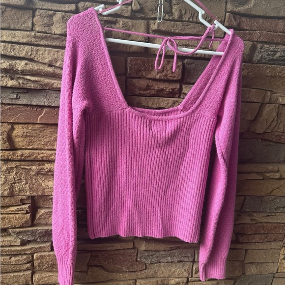 Pink Rose Off-the-Shoulder Sweater in Vibrant Pink - Picture 1 of 1